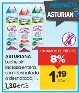 Oferta de Asturiana - Leche Sin Lactosa Entera por 1,19€ en Autoservicios Familia