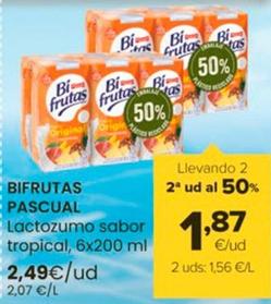Oferta de Pascual - Bifrutas Lactozumo Sabor Tropical por 2,49€ en Autoservicios Familia
