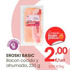 Oferta de Eroski Basic - Bacon Cocido Y Ahumado por 2€ en Eroski