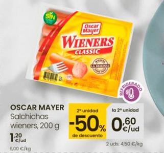 Oferta de Oscar Mayer - Salchichas Wieners por 1,2€ en Eroski