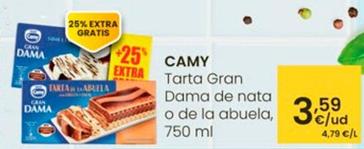 Oferta de Camy - Tarta Gran Dama De Nata por 3,59€ en Eroski