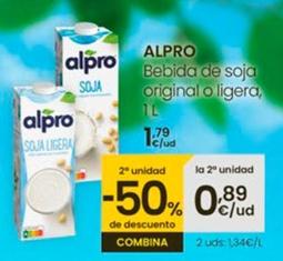 Oferta de Alpro - Bebida De Soja Original O Ligera por 1,79€ en Eroski