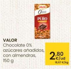Oferta de Valor - Chocolate 0% Azúcares Añadidos por 2,8€ en Eroski
