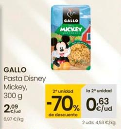 Oferta de Gallo - Pasta Disney Mickey por 2,09€ en Eroski