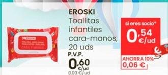 Oferta de Eroski - Toallitas Infantiles Cara-manos por 0,6€ en Eroski
