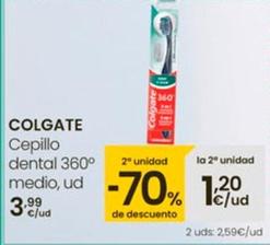 Oferta de Colgate - Cepillo Dental 360° Medio por 3,99€ en Eroski