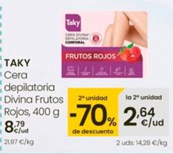 Oferta de Taky - Cera Depilatoria Divina Frutos Rojos por 8,79€ en Eroski