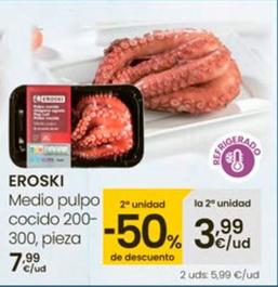 Oferta de Eroski - Medio Pulpo Cocido por 7,99€ en Eroski