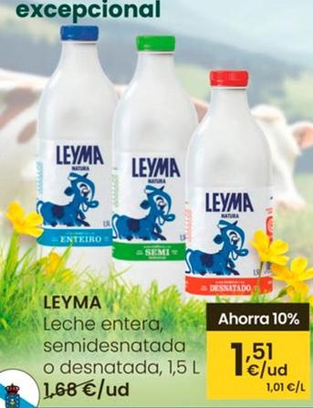 Oferta de Leyma - Leche Entera por 1,51€ en Eroski