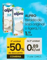Oferta de Alpro - Bebida De Soja Original O Ligera por 1,79€ en Eroski
