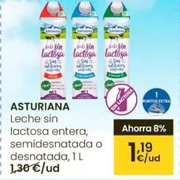 Oferta de Asturiana - Leche Sin Lactosa Entera por 1,19€ en Eroski