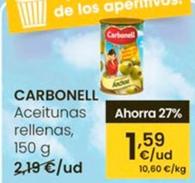 Oferta de Carbonell - Aceitunas Rellenas por 1,59€ en Eroski