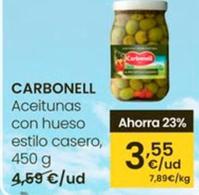 Oferta de Carbonell - Aceitunas Con Hueso Estilo Casero por 3,55€ en Eroski