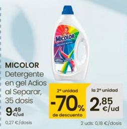 Oferta de Micolor - Detergente En Gel Adios Al Separar por 9,49€ en Eroski