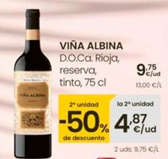 Oferta de Viña Albina - D.o.ca. Rioja, Reserva, Tinto por 9,75€ en Eroski
