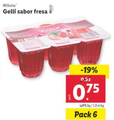 Oferta de Milbona - Gelli Sabor Fresa por 0,75€ en Lidl