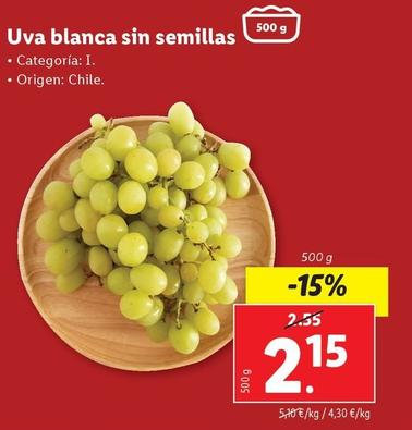 Oferta de Uva Blanca Sin Semillas por 2,15€ en Lidl