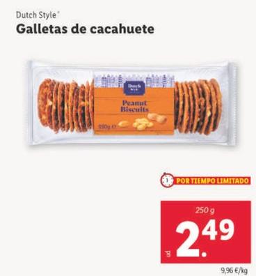 Oferta de Dutch Style Galletas De Cacahuete por 2,49€ en Lidl