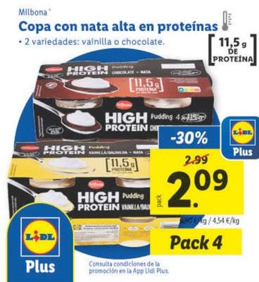 Oferta de Milbona - Copa Con Nata Alta En Proteinas por 2,09€ en Lidl