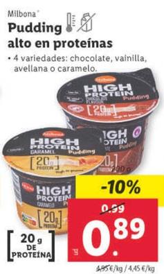 Oferta de Milbona - Pudding Alto En Proteinas por 0,89€ en Lidl