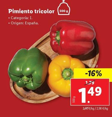 Oferta de Pimiento Tricolor por 1,49€ en Lidl