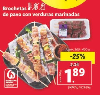 Oferta de Brochetas De Pavo Con Verdura Marinadas por 1,89€ en Lidl