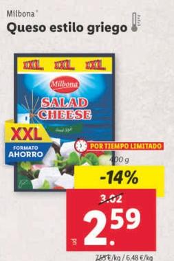 Oferta de Milbona - Queso Estilo Griego por 2,59€ en Lidl