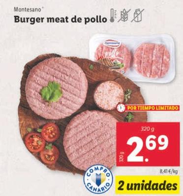 Oferta de Montesano - Burger Meat De Pollo por 2,69€ en Lidl