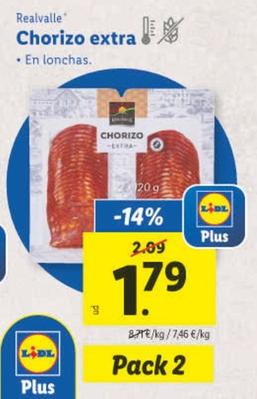 Oferta de Realvalle - Chorizo Extra por 1,79€ en Lidl