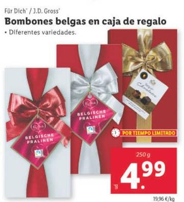 Oferta de J. D. Gross - Bombones Belgas En Caja De Regalo por 4,99€ en Lidl