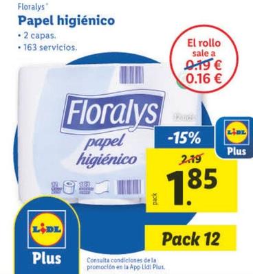 Oferta de Floralys - Papel Higienico por 1,85€ en Lidl