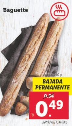 Oferta de Baguette por 0,49€ en Lidl