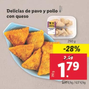 Oferta de Delicias De Pavo Y Pollo Con Queso por 1,79€ en Lidl