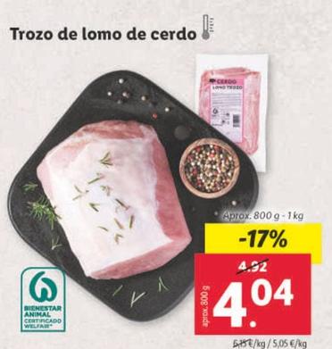 Oferta de Trozo De Lomo De Cerdo por 4,04€ en Lidl