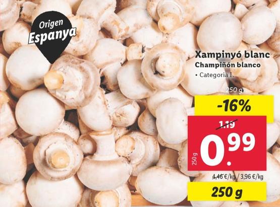 Oferta de Champinon Blanco por 0,99€ en Lidl