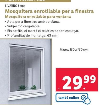 Oferta de Livarno - Mosquitera Enrollable Para Ventana por 31,99€ en Lidl