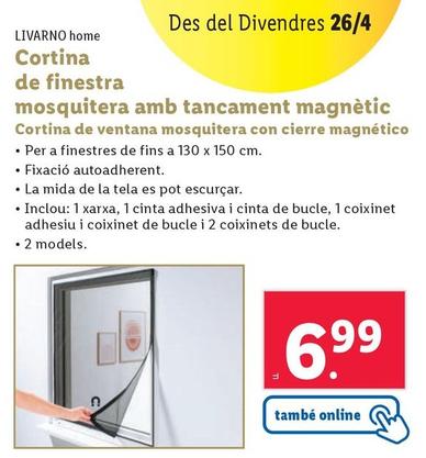 Oferta de Livarno - Cortinas De Ventana Mosquitera Con Cierre Magnetico por 7,79€ en Lidl