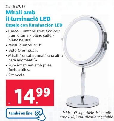 Oferta de Cien - Espejo Con Iluminación Led por 15,99€ en Lidl