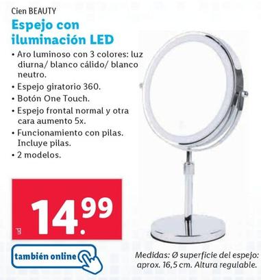 Oferta de Cien  Beauty - Espejo Con Iluminación LED por 15,99€ en Lidl