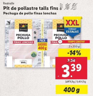 Oferta de Realvalle - Pechuga De Pollo Finas Lonchas por 3,39€ en Lidl