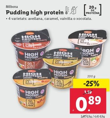 Oferta de Milbona - Pudding High Protein por 0,89€ en Lidl
