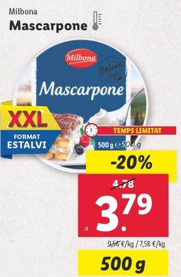 Oferta de Milbona - Mascarpone por 3,79€ en Lidl