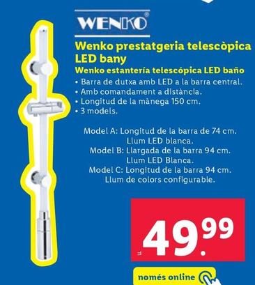 Oferta de Wenko - Estanteria Telescopica Led Bano por 49,99€ en Lidl