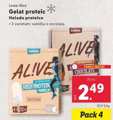 Oferta de Leone Alive - Helado Proteico por 2,49€ en Lidl