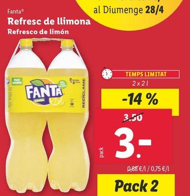 Oferta de Fanta - Refresco De Limón por 3€ en Lidl
