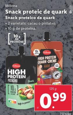 Oferta de Milbona - Snack Proteico De Quark por 0,99€ en Lidl