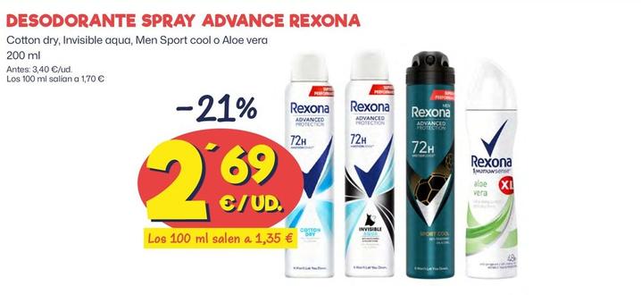 Oferta de Rexona - Desodorante Spray Advance por 2,69€ en Ahorramas