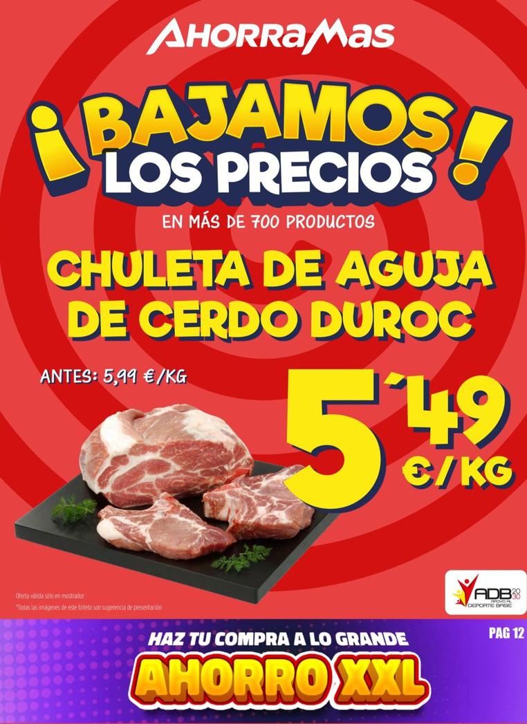 Oferta de Chuletas De Aguja De Cerdo Duroc por 5,49€ en Ahorramas