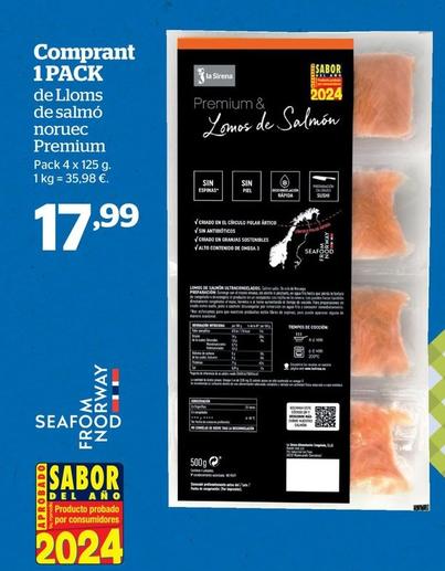 Oferta de Lloms De Salmó Noruec Premium por 17,99€ en La Sirena