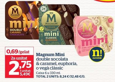 Oferta de Magnum - Mini Double Xocolata & Caramel, Euphoria, O Vegà Clàssic por 5,49€ en La Sirena